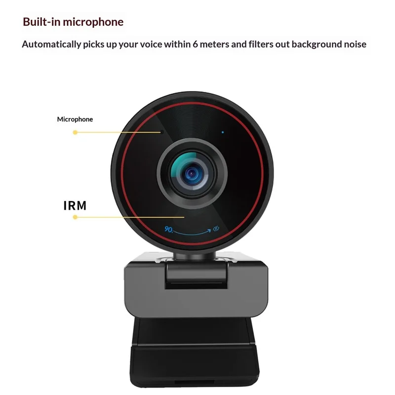 L52 4K Ultra HD Webcam Autofocus 3X Zoom Computer Webcam for Video Conference - Black