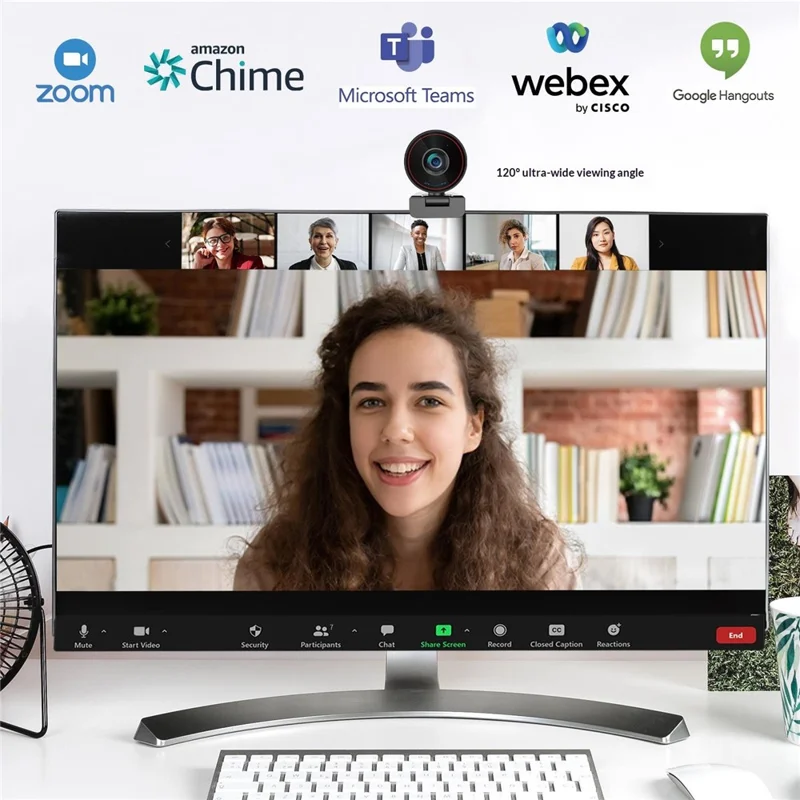 L52 4K Ultra HD Webcam Autofocus 3X Zoom Computer Webcam for Video Conference - Black