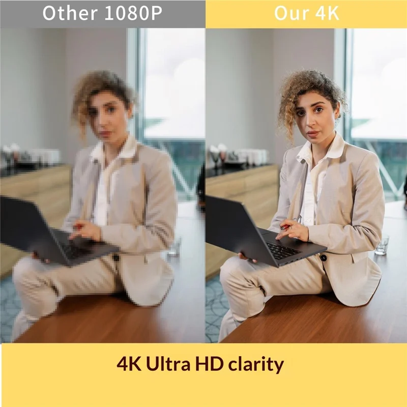 L52 4K Ultra HD Webcam Autofocus 3X Zoom Computer Webcam for Video Conference - Black