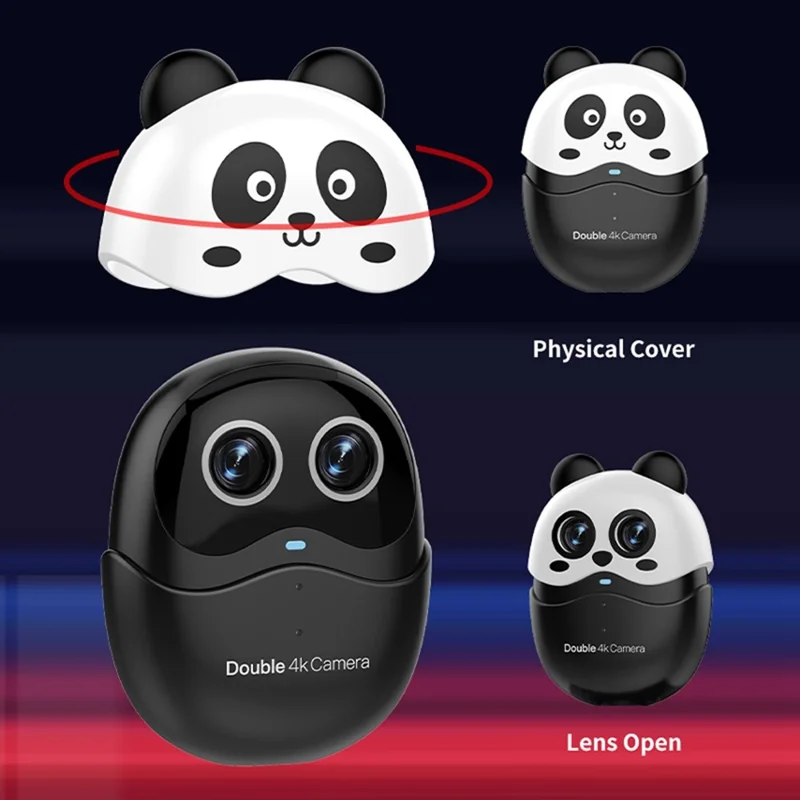 L59D 4K HD Dual Lens Camera Auto Focus Computer Webcam with Remote Control for Video Calls - White