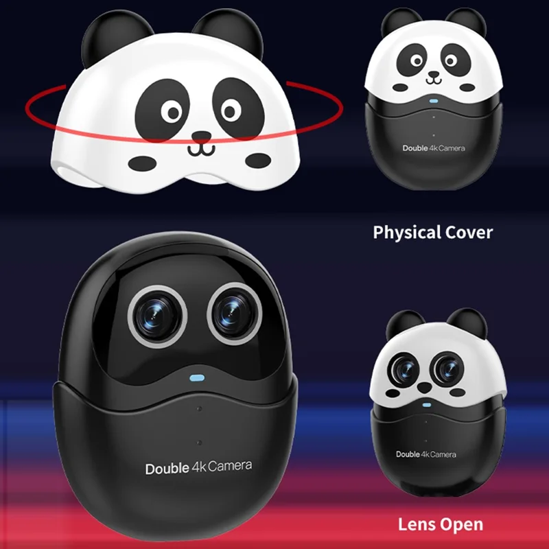 L59D 4K HD Dual Lens Camera Auto Focus Computer Webcam with Remote Control for Video Calls - White