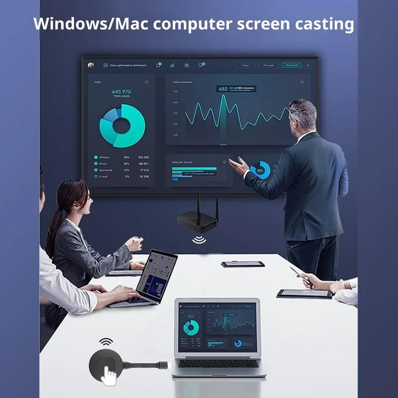 MEASY AM1810 Type-C Wireless HD Display Dongle 100m 1080P Transmitter Receiver for PC TV - EU Plug