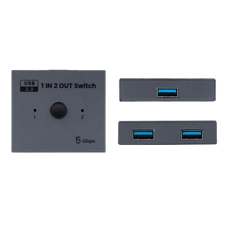 LKU3A USB 3.0 Switch 1 Input 2 Output 5Gbps Bidirectional KVM Switcher for Mouse Keyboard Hard Drive