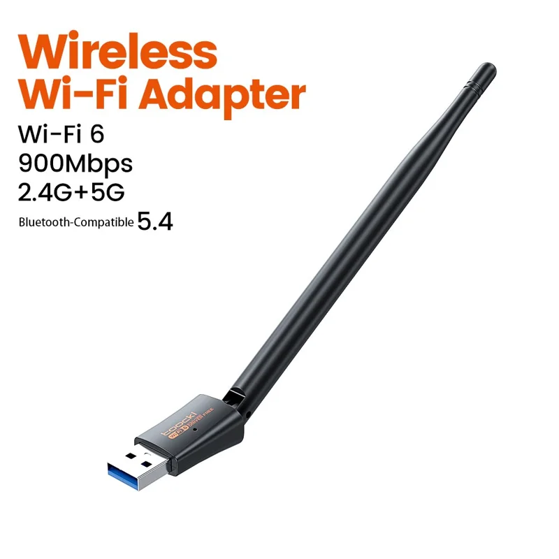 TOOCKI TB07 900Mbps USB WiFi 6 Adapter Bluetooth-compatible 5.4 Driver-Free Wireless Network Card with High Gain Antena