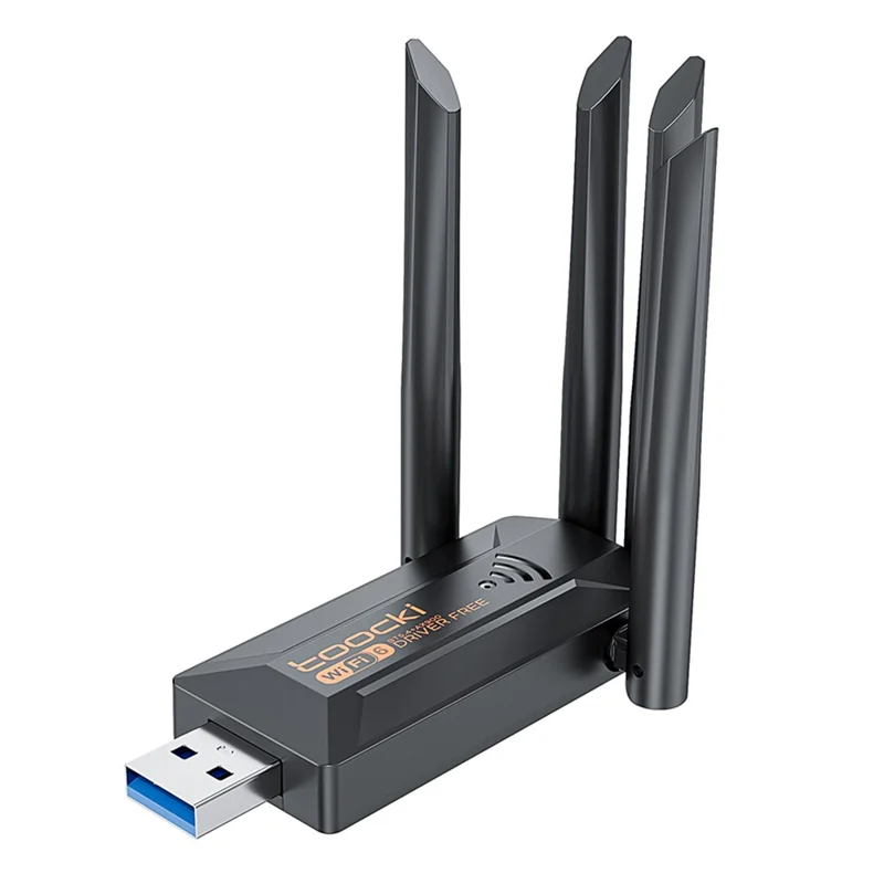 TOOCKI TB07B USB WiFi Dongle 900Mbps Dual Band WiFi 6 Bluetooth-compatible 5.4 Driver-Free Network Adapter - Black