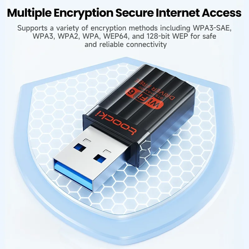 TOOCKI TB08 900Mbps Dual Band WiFi 6 USB Adapter Bluetooth-compatible 5.4 Wireless Driver Free Network Card
