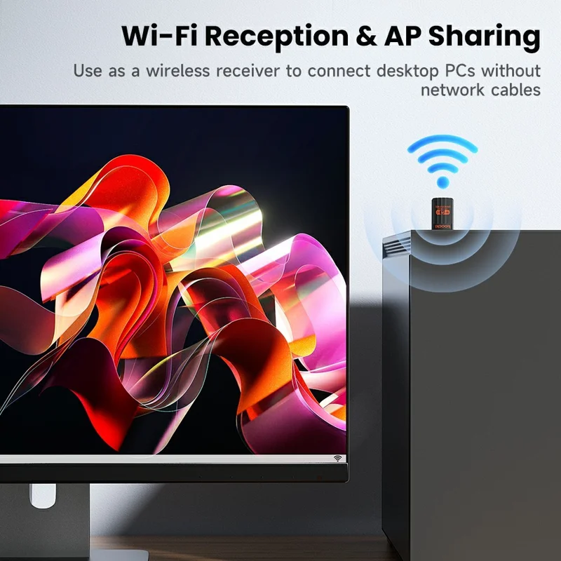 TOOCKI TB08 900Mbps Dual Band WiFi 6 USB Adapter Bluetooth-compatible 5.4 Wireless Driver Free Network Card