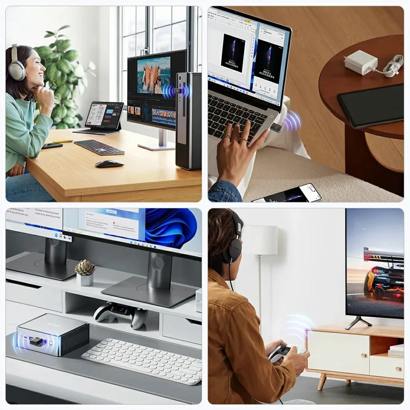 TOOCKI TB08 900Mbps Dual Band WiFi 6 USB Adapter Bluetooth-compatible 5.4 Wireless Driver Free Network Card