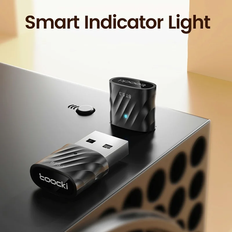 TOOCKI TQ-BT03A USB Bluetooth-compatible 5.3 Adapter 20M Range 7 Devices Connect Wireless Adapter for PC Laptop