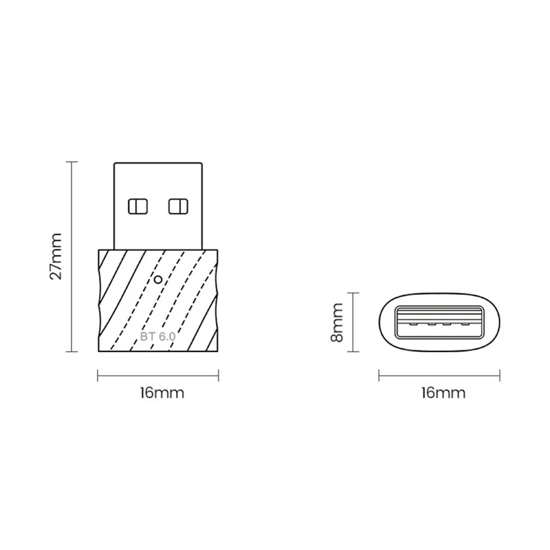TOOCKI TQ-BT03A USB Bluetooth-compatible 6.0 Adapter 20M Range 7 Devices Wireless Adapter for Desktop PC Laptop
