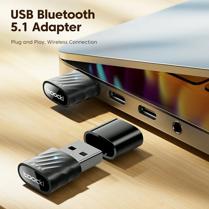 TOOCKI TQ-BT03 USB Bluetooth-compatible 5.1 Adapter 7 Devices Wireless Dongle for PC Laptop Windows