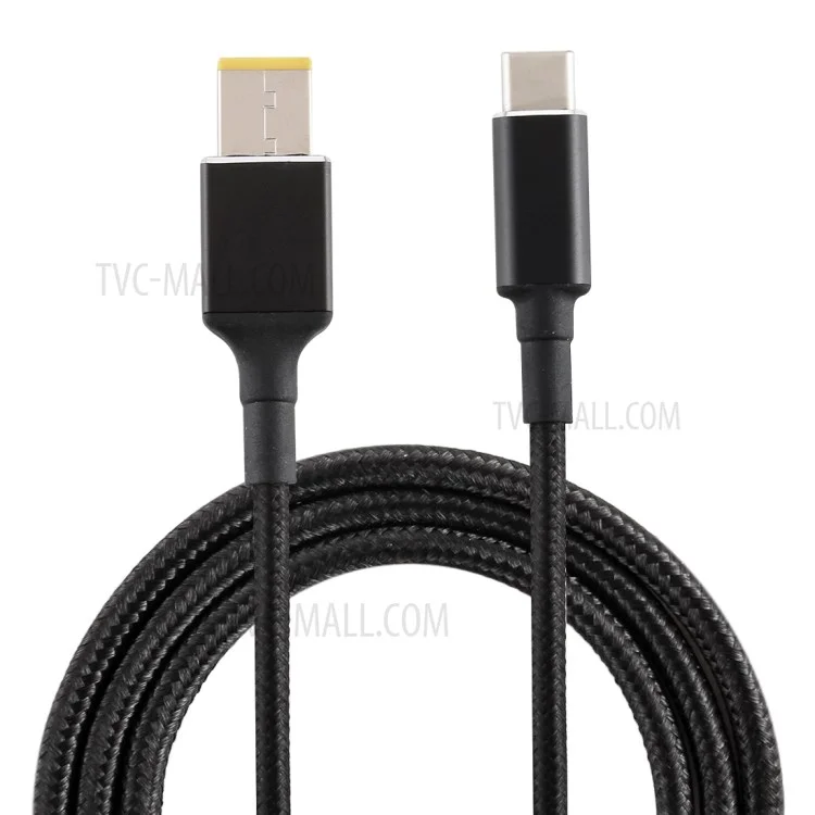 Big Square Male to Type-C Nylon Braided Power Charging Cable für Lenovo Laptop 1.8m