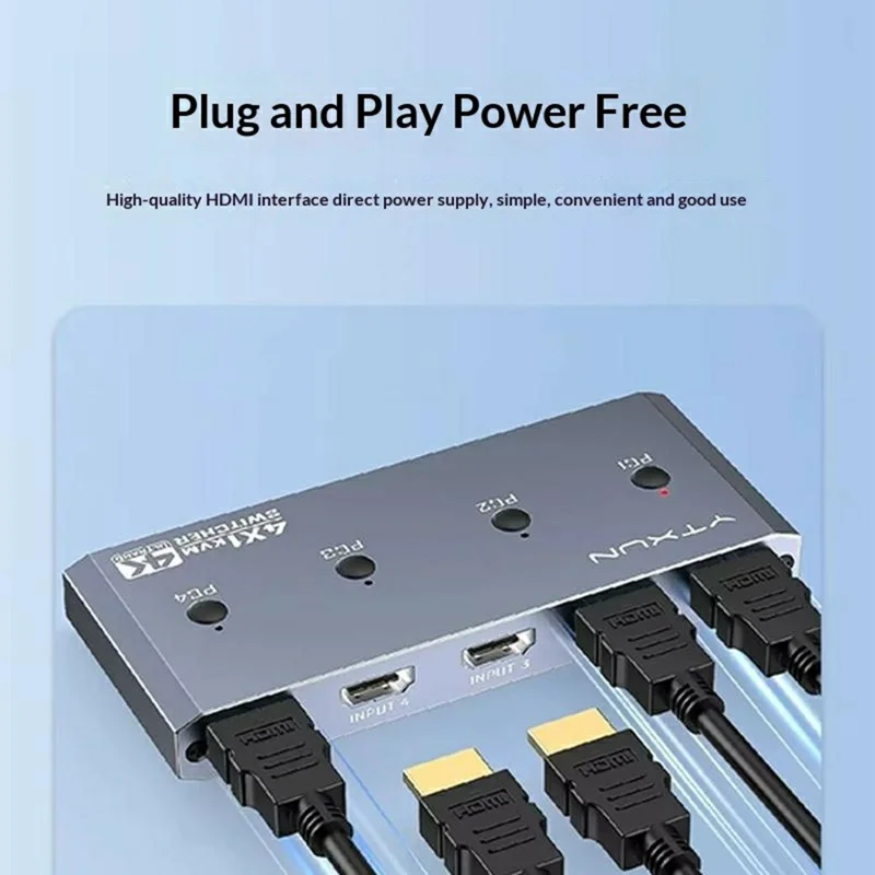 K5-1 4K HD KVM Switch 4 Input 1 Output 4 Ports USB 2.0 Hub Shared Switcher for PC  /  Game Console