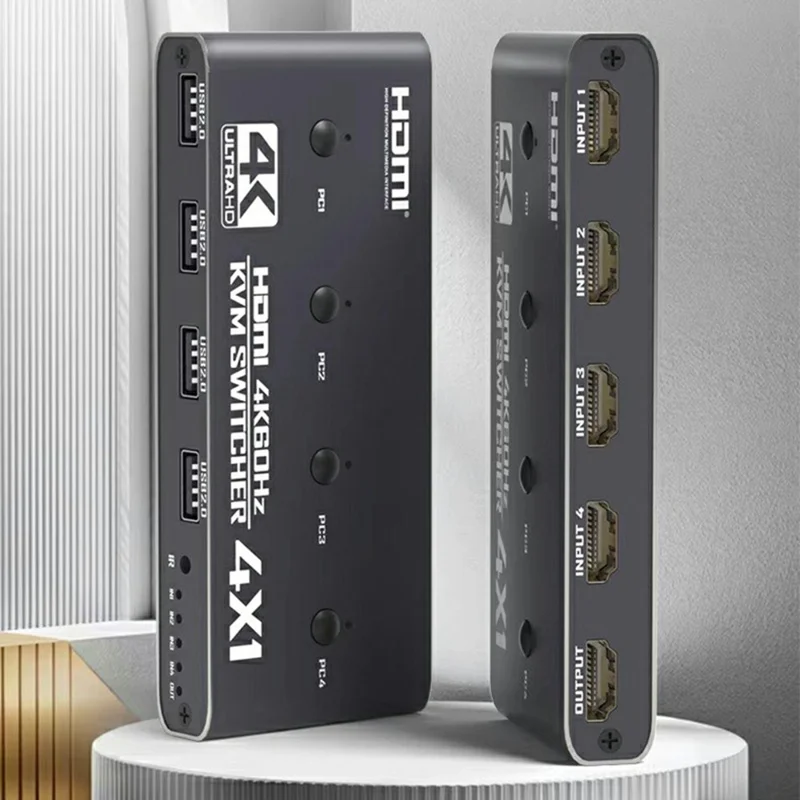 K5-1 4K HD KVM Switch 4 Input 1 Output 4 Ports USB 2.0 Hub Shared Switcher for PC  /  Game Console