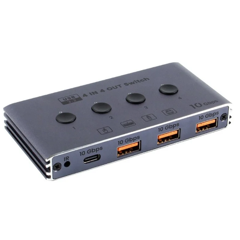 U4 USB 3.2 Gen1 4 Input 4 Output Switch Selector 10Gbps 4 Computers Share 4 USB Switcher Devices with Remote Control - EU Plug