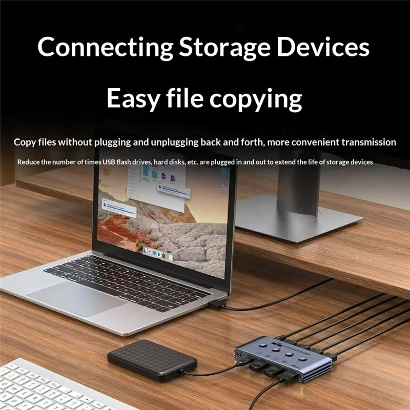 U4 USB 3.2 Gen1 4 Input 4 Output Switch Selector 10Gbps 4 Computers Share 4 USB Switcher Devices with Remote Control - EU Plug