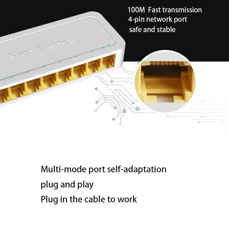 Conmutador Ethernet mini de 8 puertos 10/100 M, chipset IP178G, plug and play, divisor de red de 1 a 8, enchufe UE