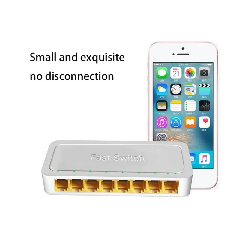 Conmutador Ethernet mini de 8 puertos 10/100 M, chipset IP178G, plug and play, divisor de red de 1 a 8, enchufe UE