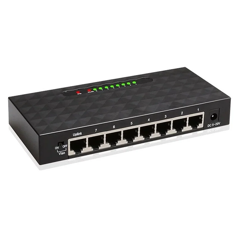 Conmutador Ethernet Gigabit de 8 puertos 10/100/1000 Mbps, concentrador de red de sobremesa, divisor LAN RJ45 - enchufe UE
