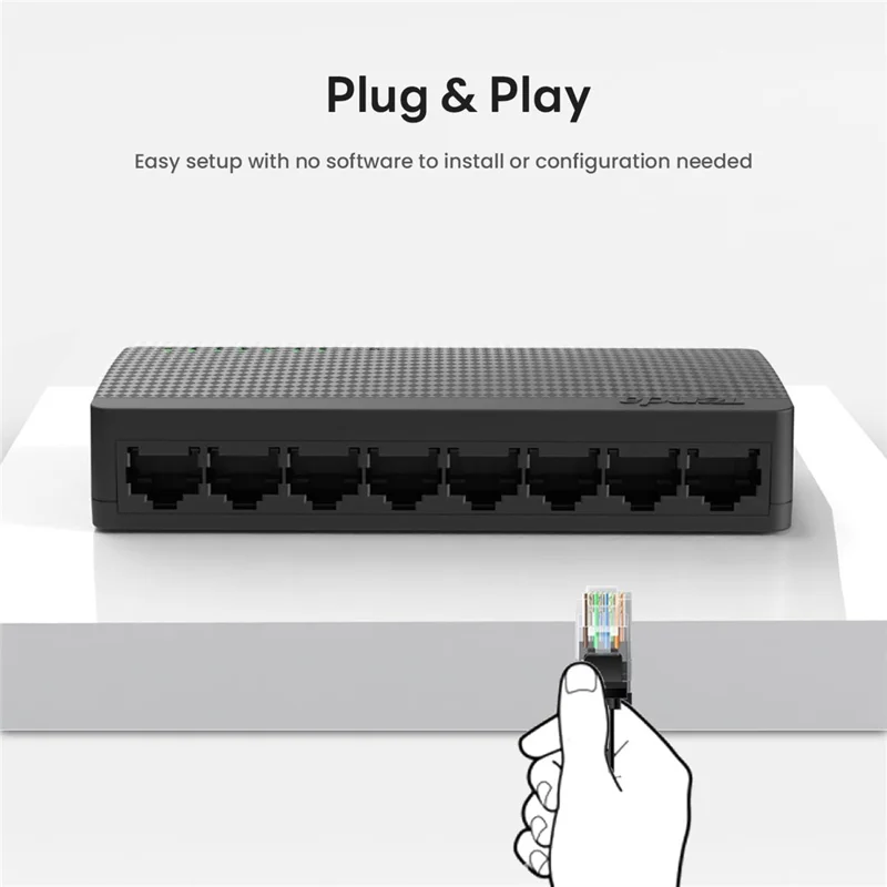 TENDA SG108 Conmutador Ethernet Gigabit de 8 puertos, Plug and Play, para escritorio / montaje en pared, divisor de red, versión para el extranjero - Negro