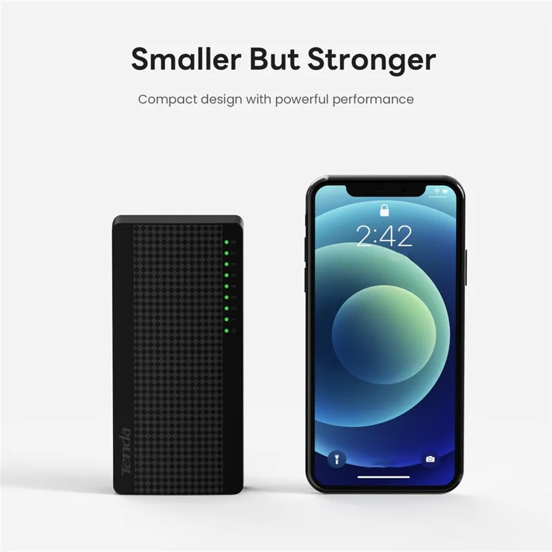 TENDA SG108 Conmutador Ethernet Gigabit de 8 puertos, Plug and Play, para escritorio / montaje en pared, divisor de red, versión para el extranjero - Negro