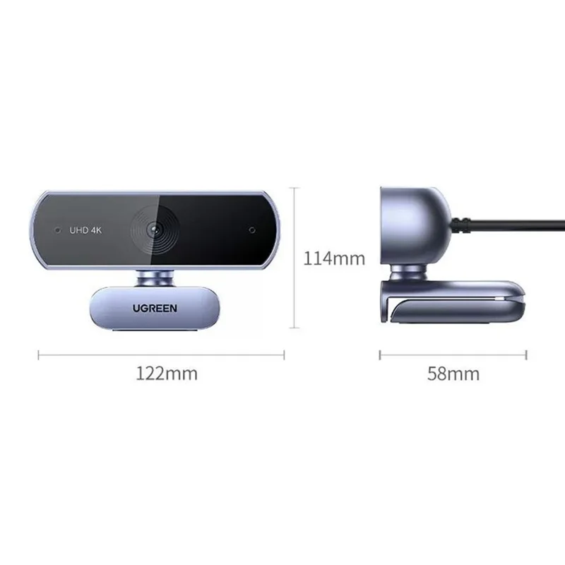 UGREEN CM831-65381 USB 2.0 4K HD Webcam 8MP Dobbelt Mikrofon Auto Fokus Kamera til Videokonference Online Undervisning