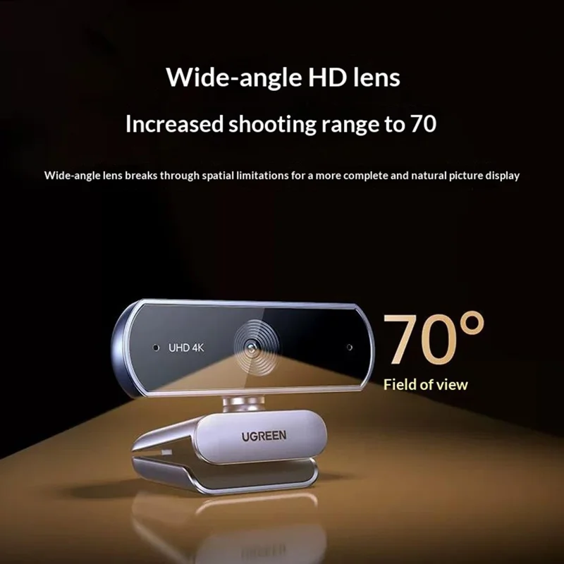 UGREEN CM831-65381 USB 2.0 4K HD Webcam 8MP Dobbelt Mikrofon Auto Fokus Kamera til Videokonference Online Undervisning