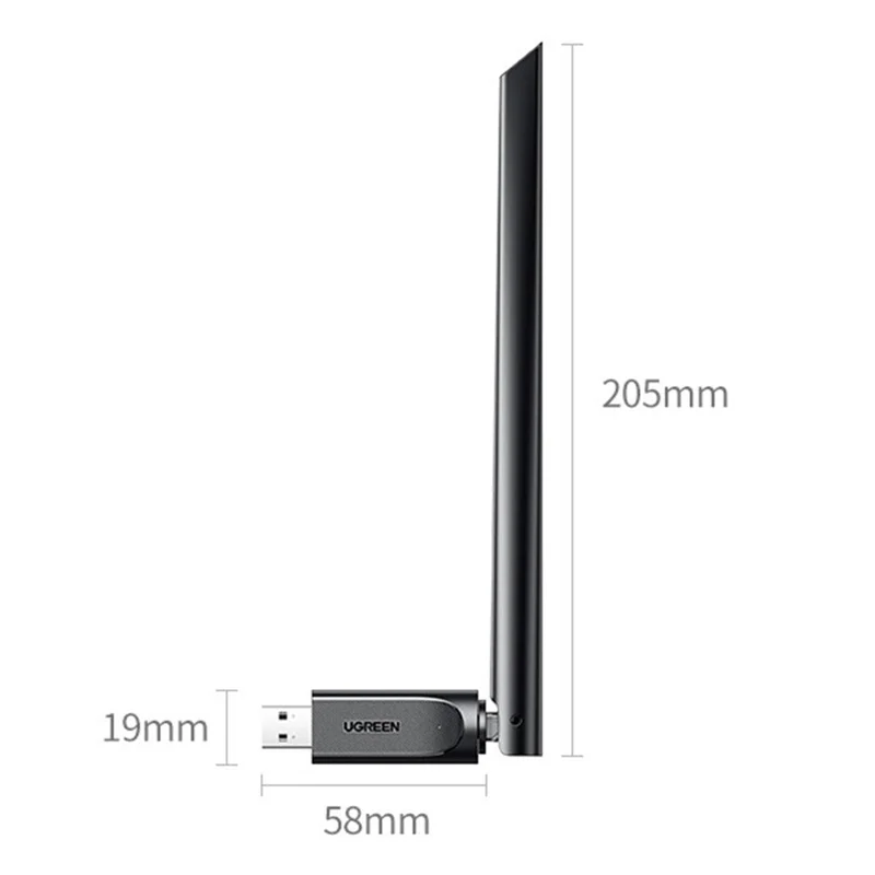 UGREEN CM763-35265 AX900 USB WiFi6 Adapter Dual Band 2.4G / 5G Wireless Network Card with 6dBi External Antenna - Black