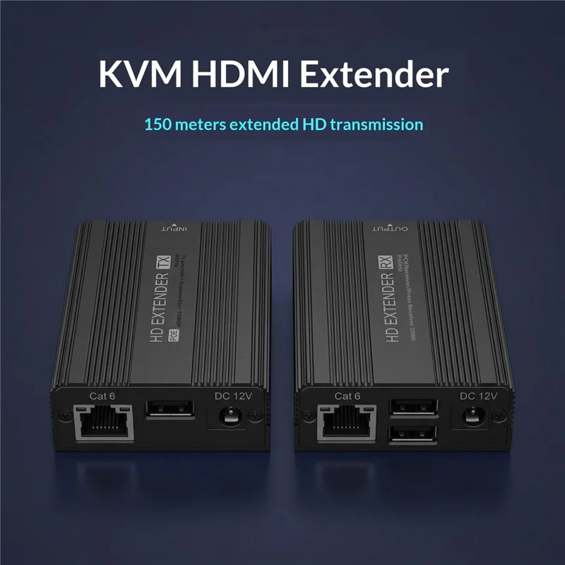 ET1815 150m Ethernet Cable KVM HD Extender for Remote Control (1 Transmitter+1 Receiver) - EU Plug