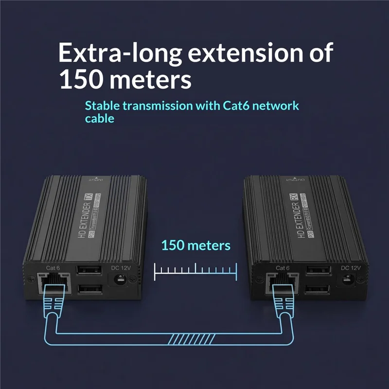ET1815 150m Ethernet Cable KVM HD Extender for Remote Control (1 Transmitter+1 Receiver) - EU Plug