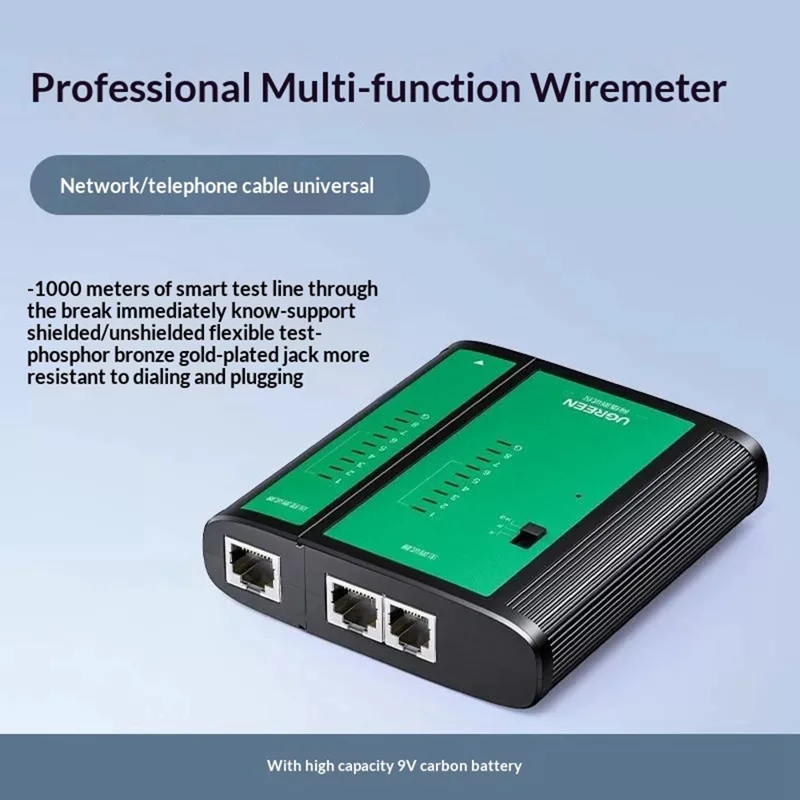 UGREEN NW167 10950 2-i-1 netværks- og telefonlednings-tester med RJ45 / RJ11 interface linjedetektor og tracker