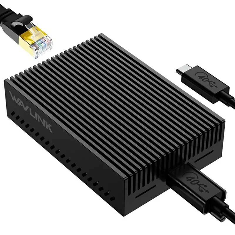 WAVLINK NWU342G 10 Gbps Ethernet-adapter av aluminiumlegering RJ45 Nätverkskonverter för MacBook Windows - Svart
