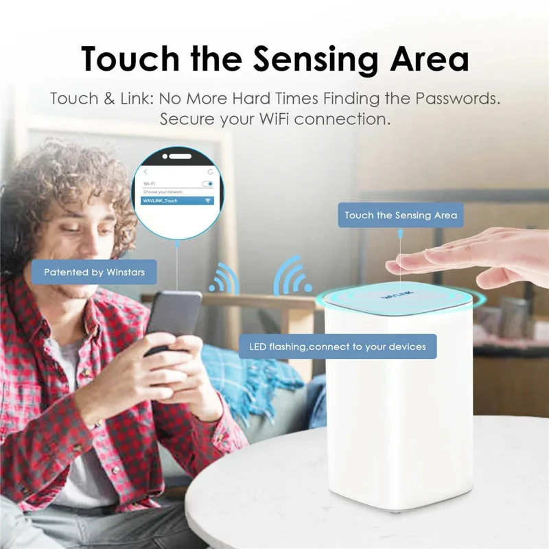 WAVLINK WN551X3, 3 шт., Комплект маршрутизаторов Mesh WiFi для всего дома с технологией Touchlink, скорость AX3000, система с антеннами, до 256 устройств — вилка США