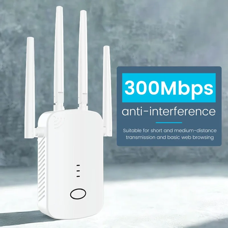 RE300D 300 Мбит/с Удлинитель радиуса действия Wi-Fi репитер с 4 антеннами, усилитель сигнала беспроводной сети для дома - вилка США