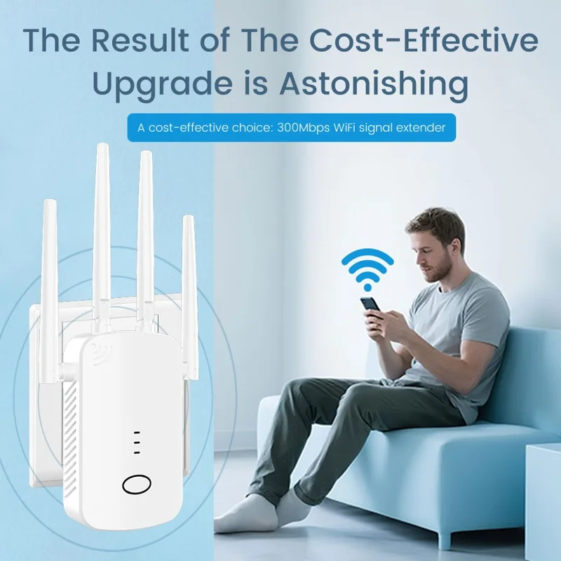 RE300D 300 Мбит/с Удлинитель радиуса действия Wi-Fi репитер с 4 антеннами, усилитель сигнала беспроводной сети для дома - вилка США