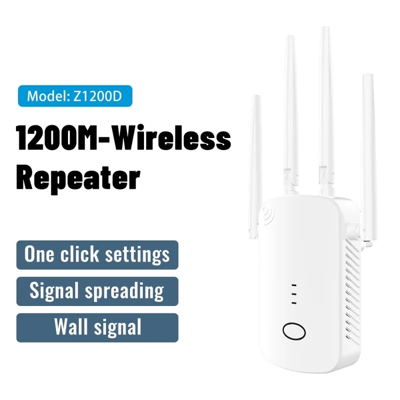 RE1200D 1200Mbps WiFi Extender Repeater 4 Antennas Dual Band Wireless Network Signal Booster for Home Office - US Plug
