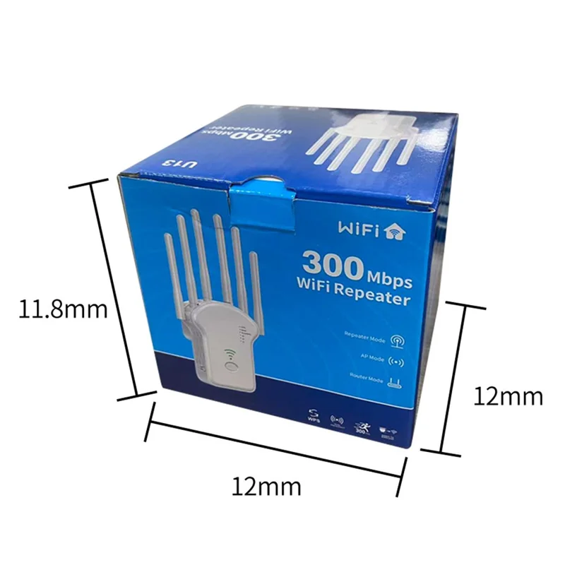 RE300LN 300Mbps WiFi Repeater Range Extender 6 Antennas Wireless Network Signal Booster for Home Office - US Plug