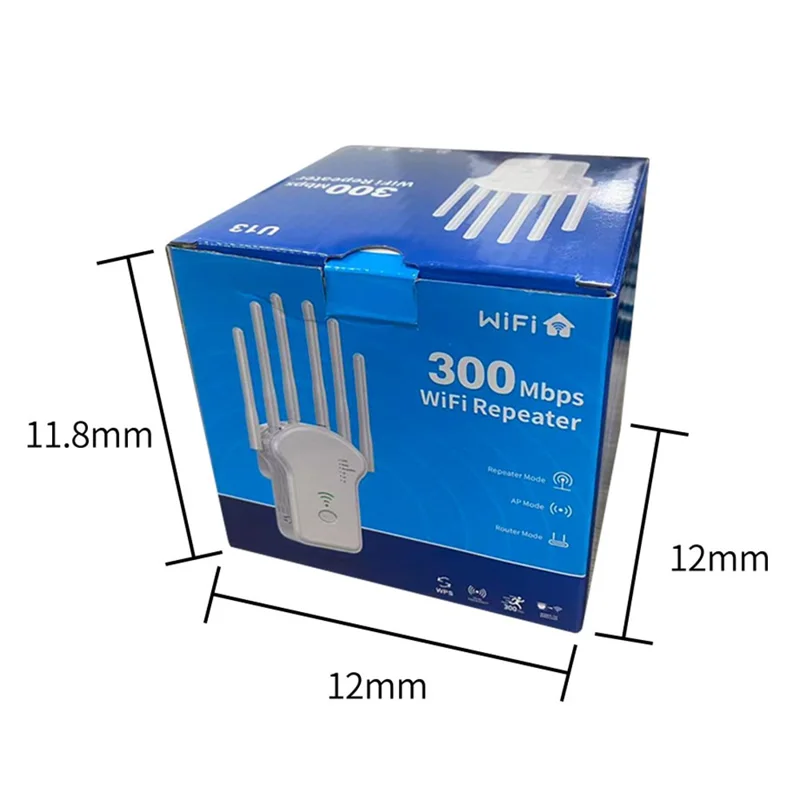 RE1200LN 1200Mbps WiFi Repeater Range Extender 6 Antennas Wireless Network Signal Booster for Home Office - US Plug