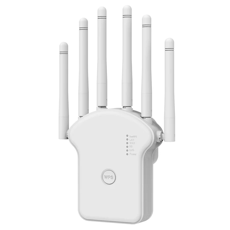 RE1200LN 1200Mbps WiFi Repeater Range Extender 6 Antennas Wireless Network Signal Booster for Home Office - US Plug