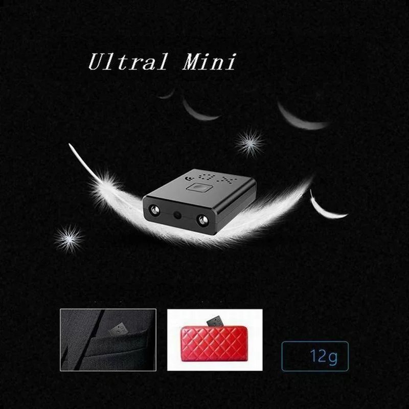 XD Ultra Mini Camera without TF Card 1080P HD Video Recorder Night Vision Motion Detection for Home Security - Black