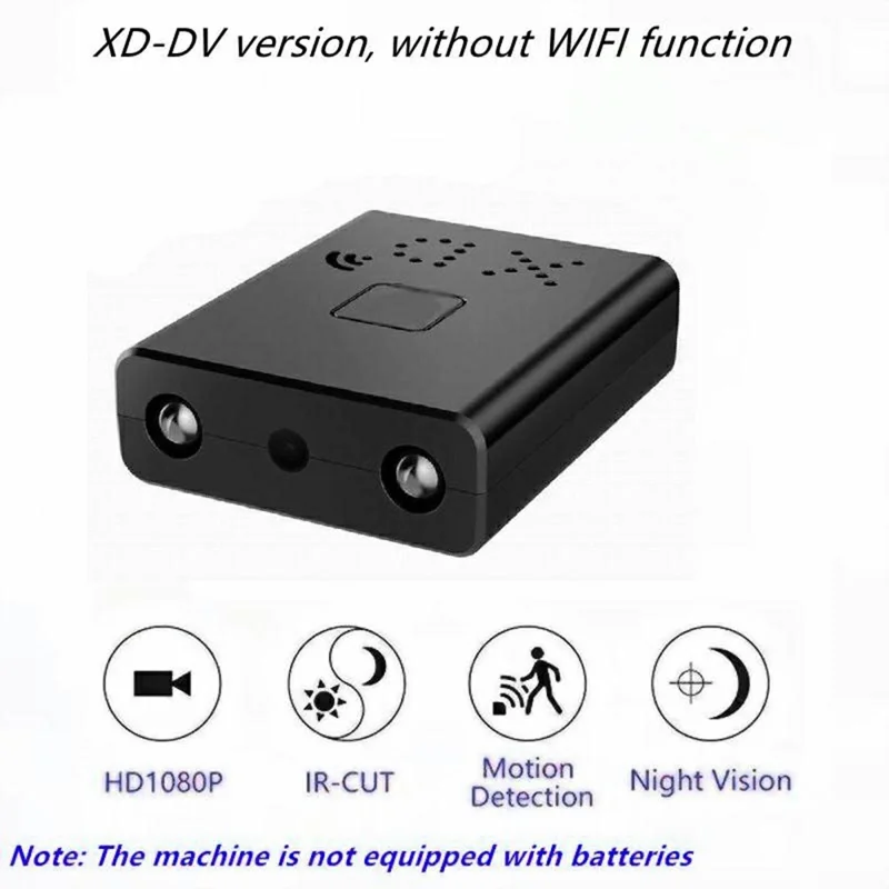 XD Ultra Mini Camera with 32GB TF Card + Card Reader 1080P HD Video Recorder Night Vision Motion Detection for Home Security - Black