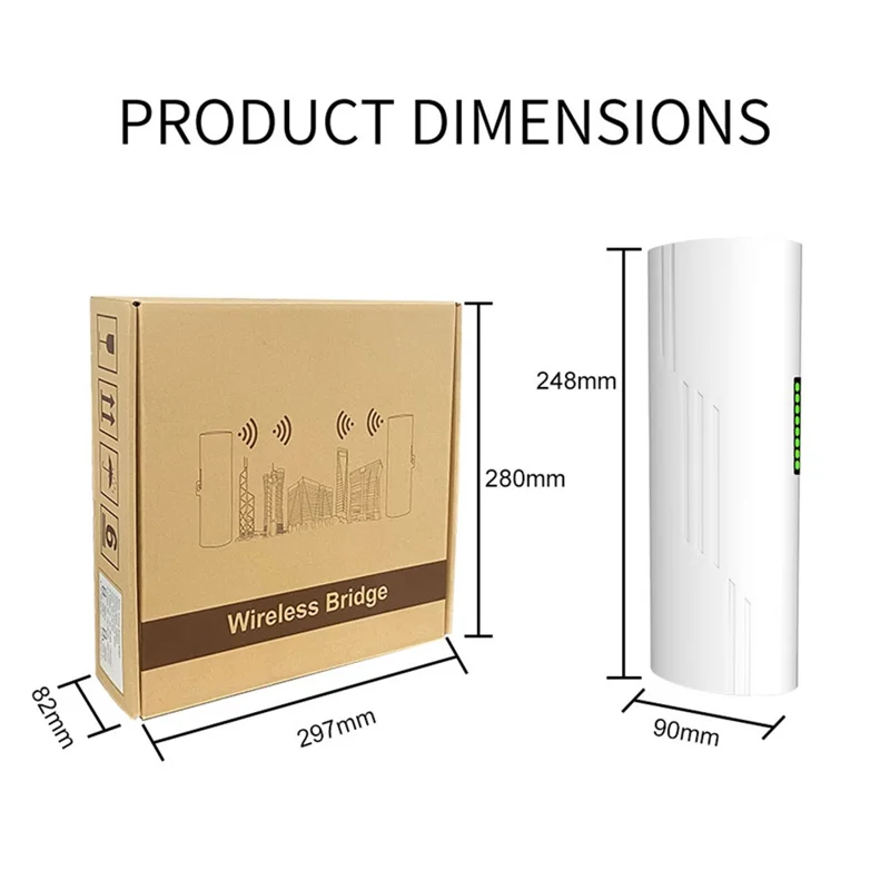 WB5890G 5.8G Outdoor Wireless Bridge CPE 3km Point to Point WiFi Bridge Kit for CCTV Camera Network - EU Plug