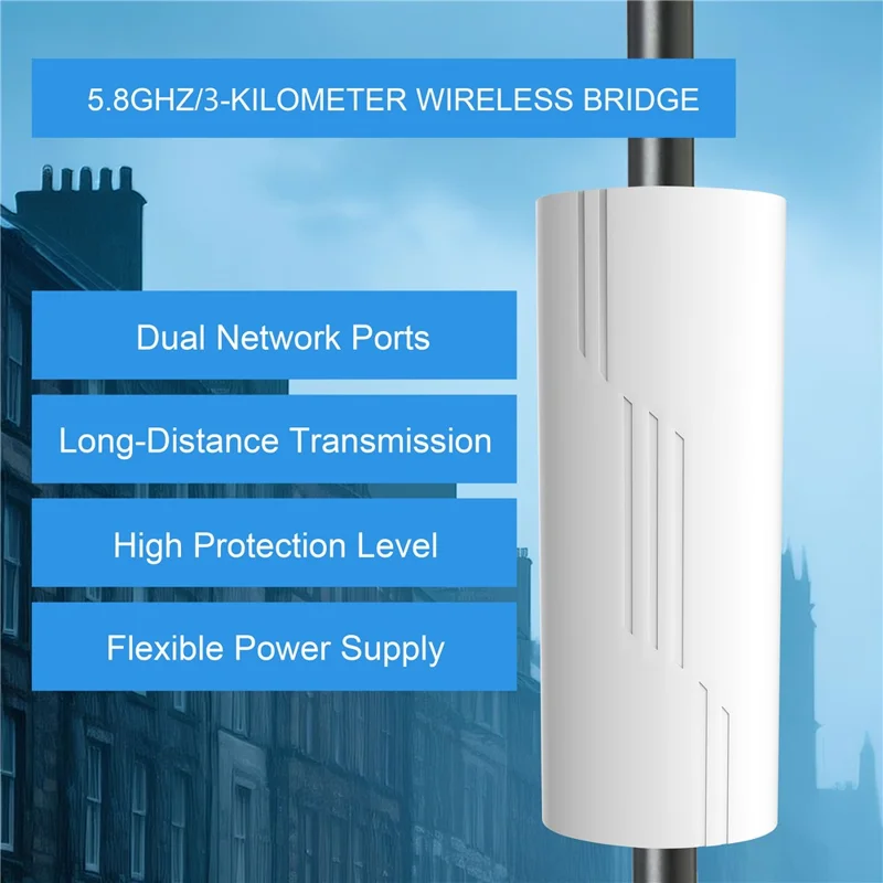 WB5890G 5.8G Outdoor Wireless Bridge CPE 3km Point to Point WiFi Bridge Kit for CCTV Camera Network - EU Plug