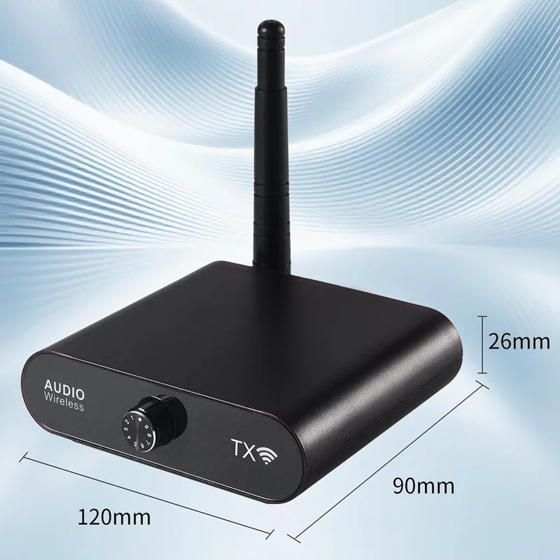 AU5810 5.8G Wireless Audio Transmitter Receiver Set 100M Range 1TX to 10RX Hi-Fi AUX Adapter for Multi-Room - Black