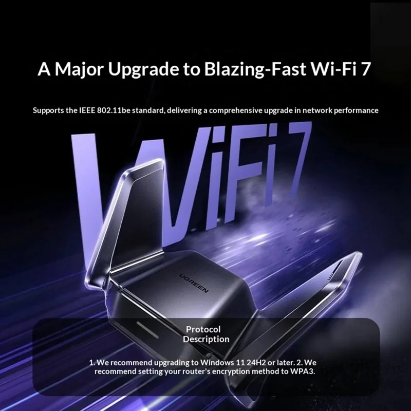 UGREEN CM995 WiFi 7 BE3600 USB Wireless Network Adapter 2.4G  /  5G Dual Band - Black