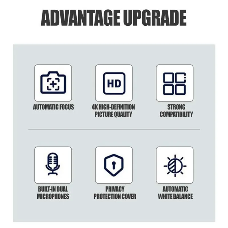 L22 4K HD Webcam USB con Microfono Integrato per Dirette Streaming e Lezioni Online