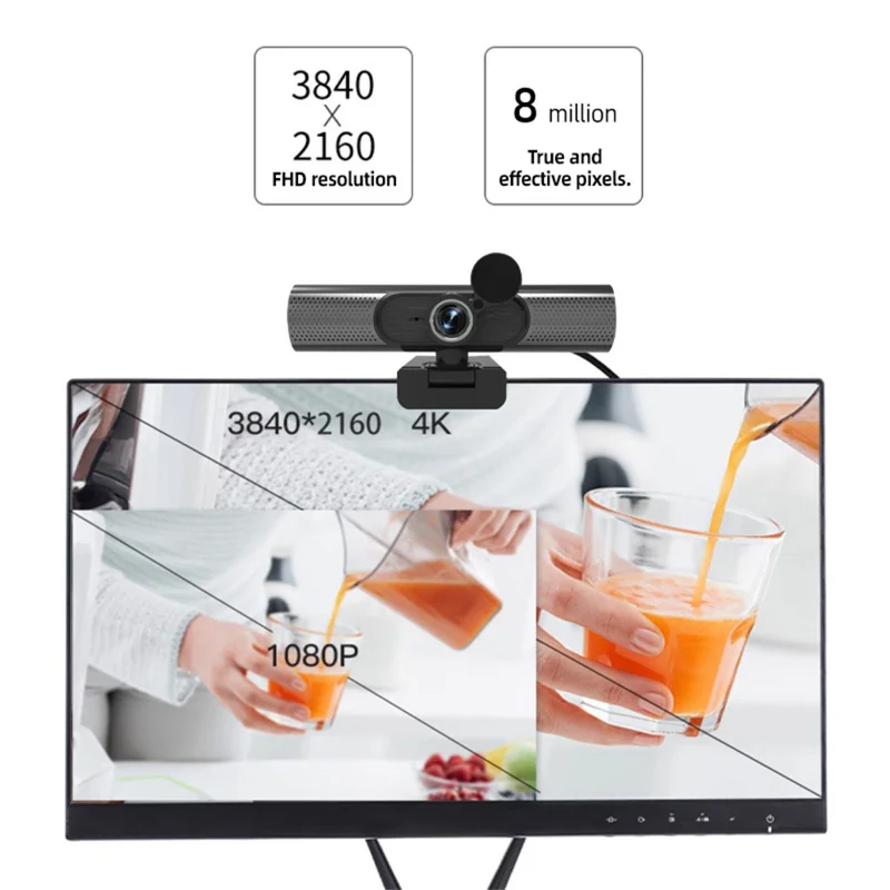 L22 4K HD Webcam USB con Microfono Integrato per Dirette Streaming e Lezioni Online