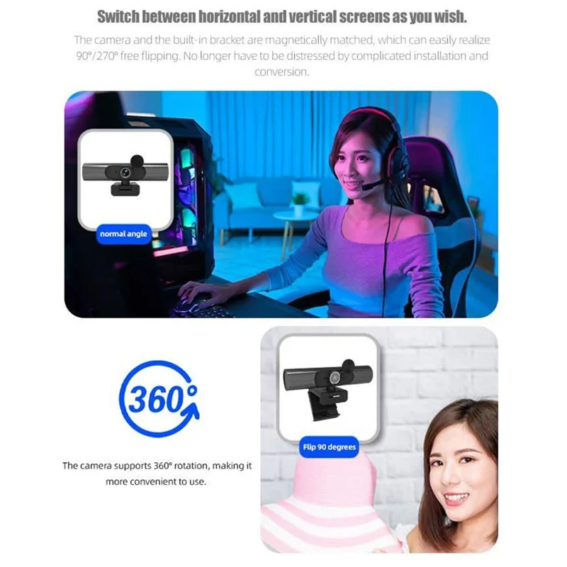 L22 4K HD Webcam USB con Microfono Integrato per Dirette Streaming e Lezioni Online
