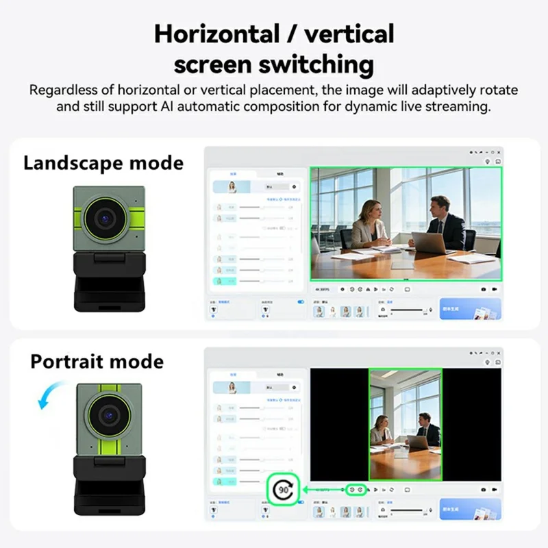 L526 4K Ultra HD AI Webcam Remote Control Humanoid Following for Live Streaming Online Classes Desktop Conferencing