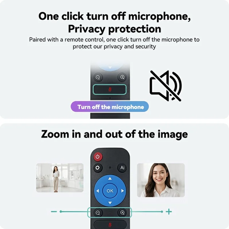 L526 4K Ultra HD AI Webcam Remote Control Humanoid Following for Live Streaming Online Classes Desktop Conferencing